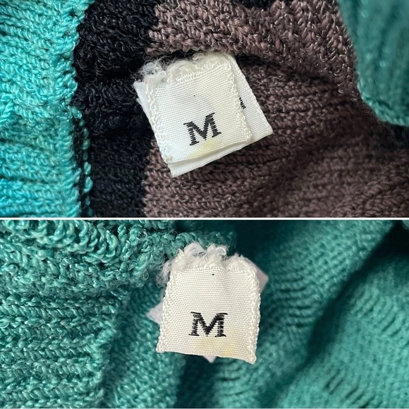 Vtg Steve Fabrikant 2 Pc Set Knit Cardigan Sweater Top Teal Green Gray Size M - Picture 10 of 11